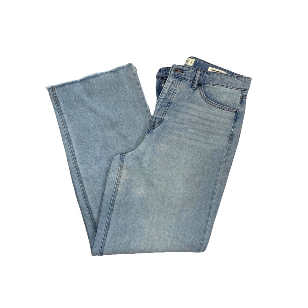 Jessica Simpson Relaxed Wide Straight Leg High Rise Button Fly Blue Jeans Sz 30